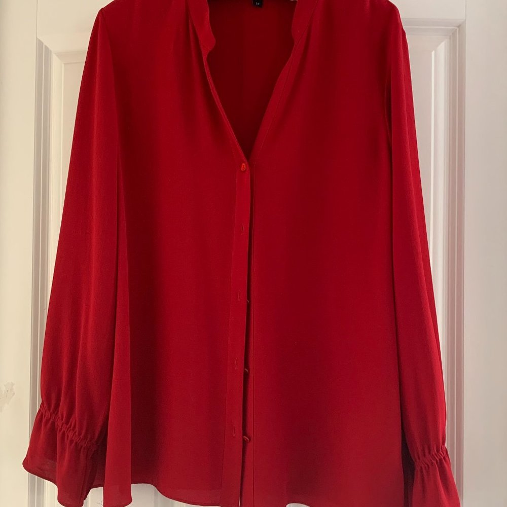 Eileen Fisher Silk Georgette Crepe Blouse